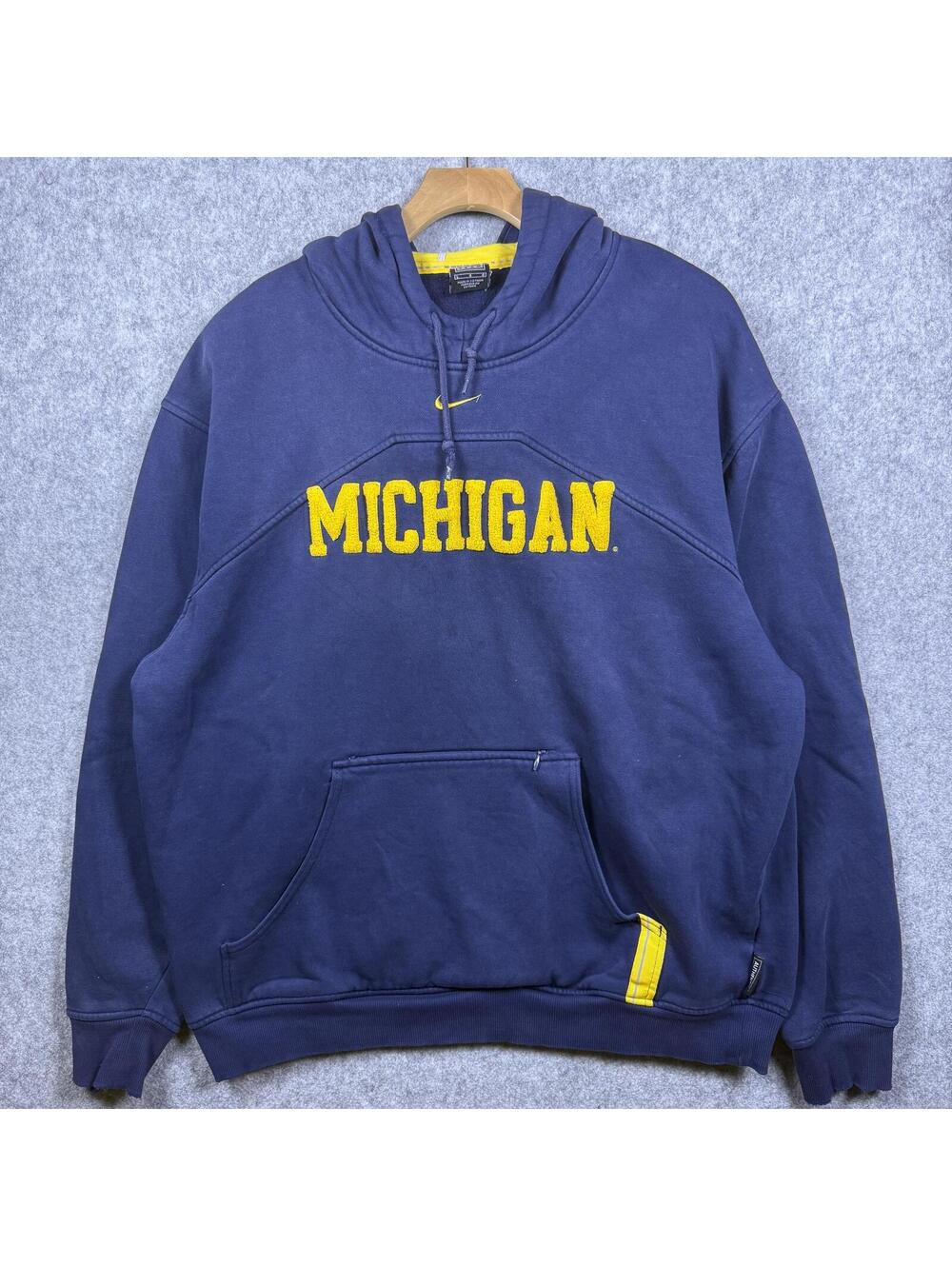 Vintage Y2K Nike Center Swoosh Michigan Wolverines Hoodie Navy L